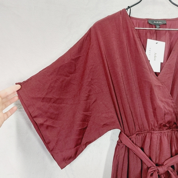 NEW Aakaa Can't Look Away Burgundy Boho Chic Maxi Wrap Dress P5357 - Picture 6 of 12